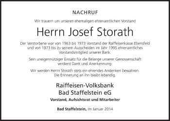 Anzeige von Josef Storath von MGO