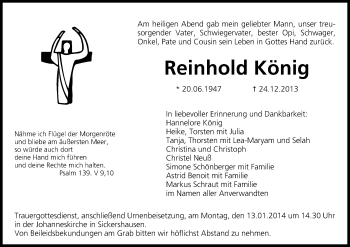 Anzeige von Reinhold König von MGO