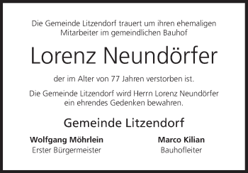 Anzeige von Lorenz Neundörfer von MGO