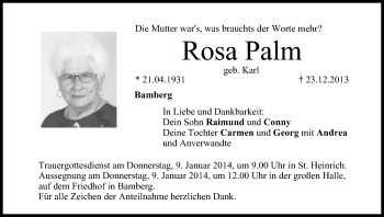 Anzeige von Rosa Palm von MGO