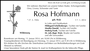 Anzeige von Rosa Hoffmann von MGO