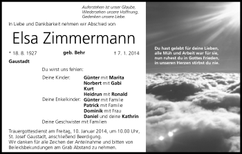 Anzeige von Elsa Zimmermann von MGO