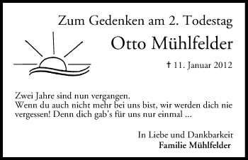 Anzeige von Otto Mühlfelder von MGO