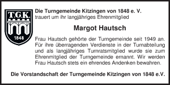 Anzeige von Margot Hautsch von MGO