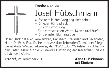Anzeige von Josef Hübschmann von MGO