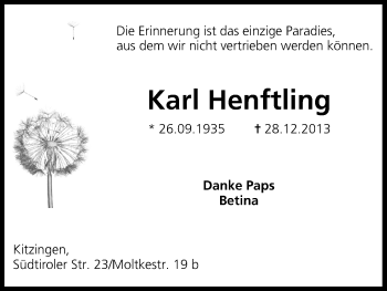 Anzeige von Karl Henftling von MGO