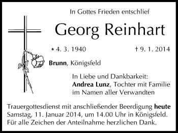 Anzeige von Georg Reinhart von MGO