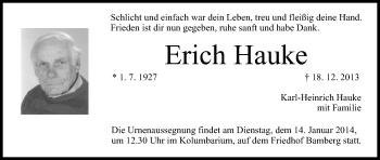 Anzeige von Erich Hauke von MGO