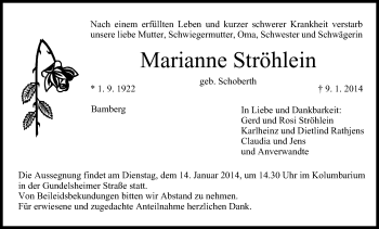 Anzeige von Marianne Ströhlein von MGO