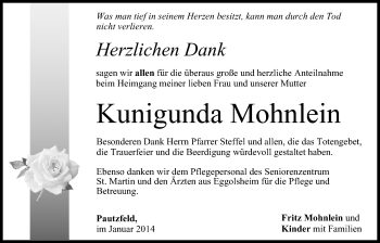 Anzeige von Kunigunda Mohnlein von MGO