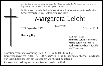 Anzeige von Margareta Leicht von MGO