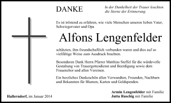 Anzeige von Alfons Lengenfelder von MGO