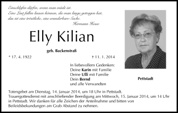 Anzeige von Elly Kilian von MGO