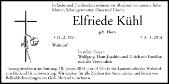 Anzeige von Elfriede Kühl von MGO