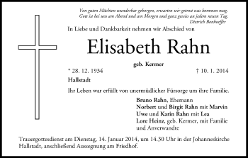 Anzeige von Elisabeth Rahn von MGO