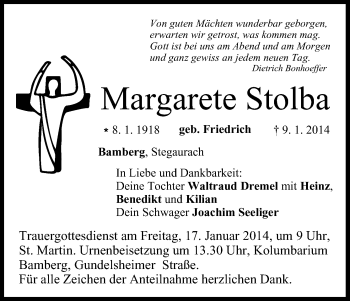 Anzeige von Margarete Stolba von MGO