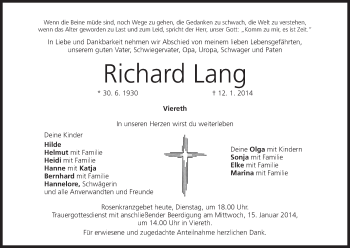 Anzeige von Richard Lang von MGO