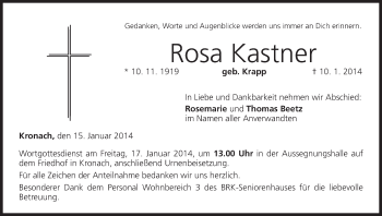 Anzeige von Rosa Kastner von MGO
