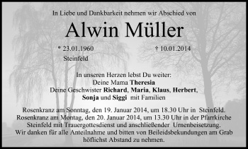 Anzeige von Alwin Müller von MGO