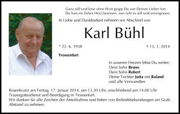 Anzeige von Karl Bühl von MGO