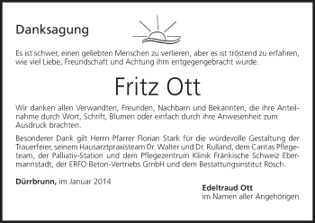 Anzeige von Fritz Ott von MGO