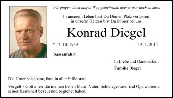 Anzeige von Konrad Diegel von MGO