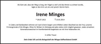 Anzeige von Irene Minges von MGO