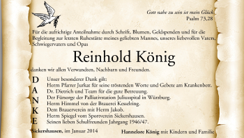 Anzeige von Reinhold König von MGO