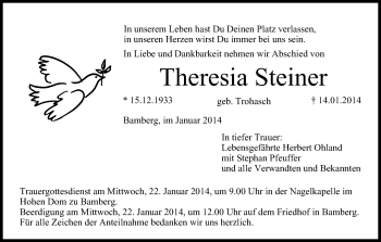 Anzeige von Theresia Steiner von MGO