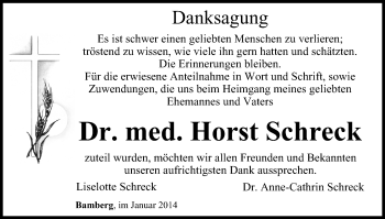 Anzeige von Horst Schreck von MGO