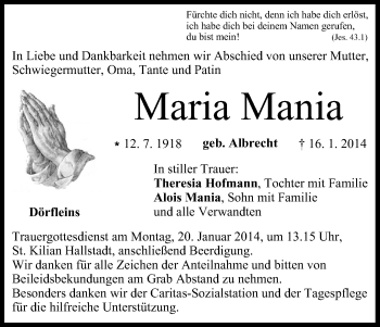 Anzeige von Maria Mania von MGO