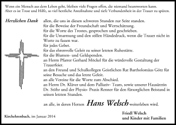 Anzeige von Hans Welsch von MGO