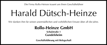 Anzeige von Harald Dütsch-Heinze von MGO