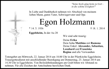 Anzeige von Egon Holzmann von MGO