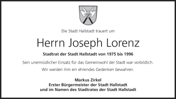 Anzeige von Joseph Lorenz von MGO