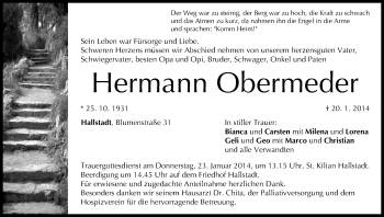 Anzeige von Hermann Obermeder von MGO