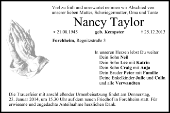 Anzeige von Nancy Taylor von MGO