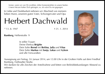 Anzeige von Herbert Dachwald von MGO