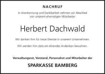 Anzeige von Herbert Dachwald von MGO