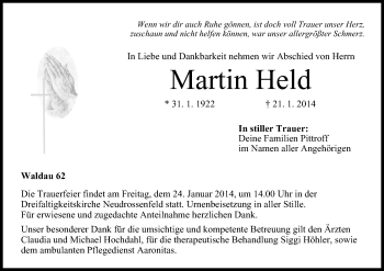 Anzeige von Martin Held von MGO