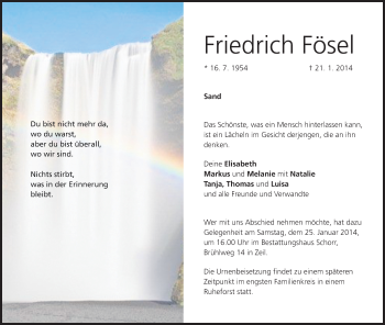 Anzeige von Friedrich Fösel von MGO