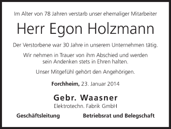 Anzeige von Egon Holzmann von MGO