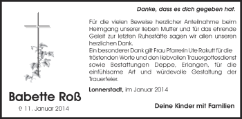Anzeige von Babette Roß von MGO