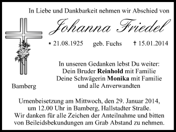 Anzeige von Johanna Friedel von MGO