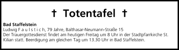 Anzeige von Totentafel vom 24.01.2014 von MGO