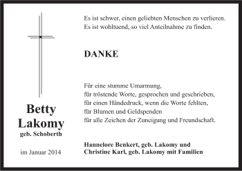 Anzeige von Betty Lakomy von MGO