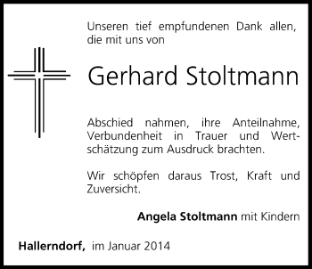 Anzeige von Gerhard Stoltmann von MGO