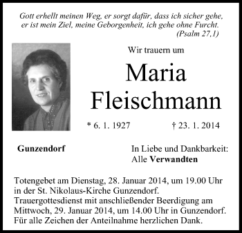 Anzeige von Maria Fleischmann von MGO