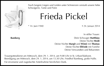 Anzeige von Frieda Pickel von MGO