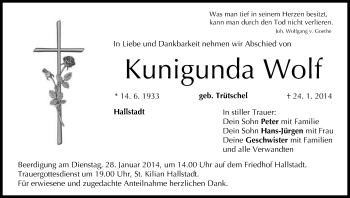 Anzeige von Kunigunda Wolf von MGO